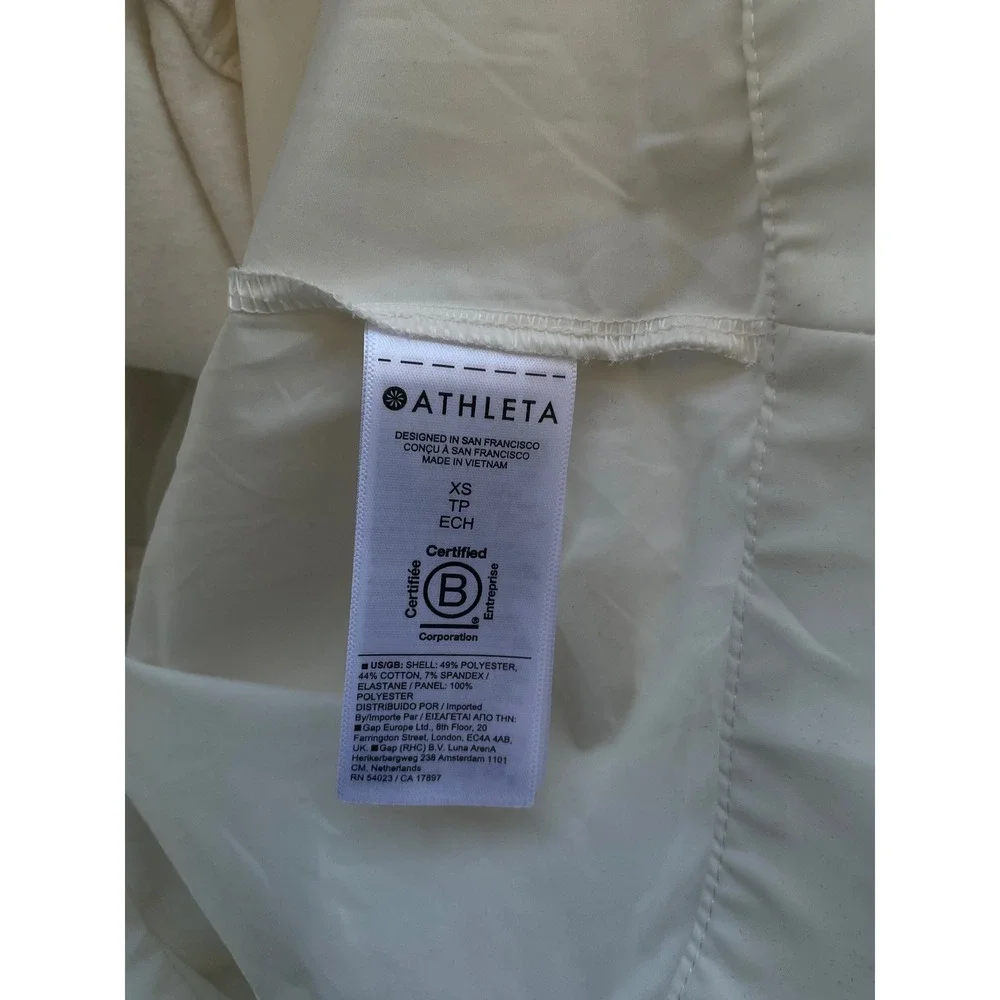 Athleta‎ Cream Drawstring Waist Sweatshirt Crewneck Long Sleeve Top XS